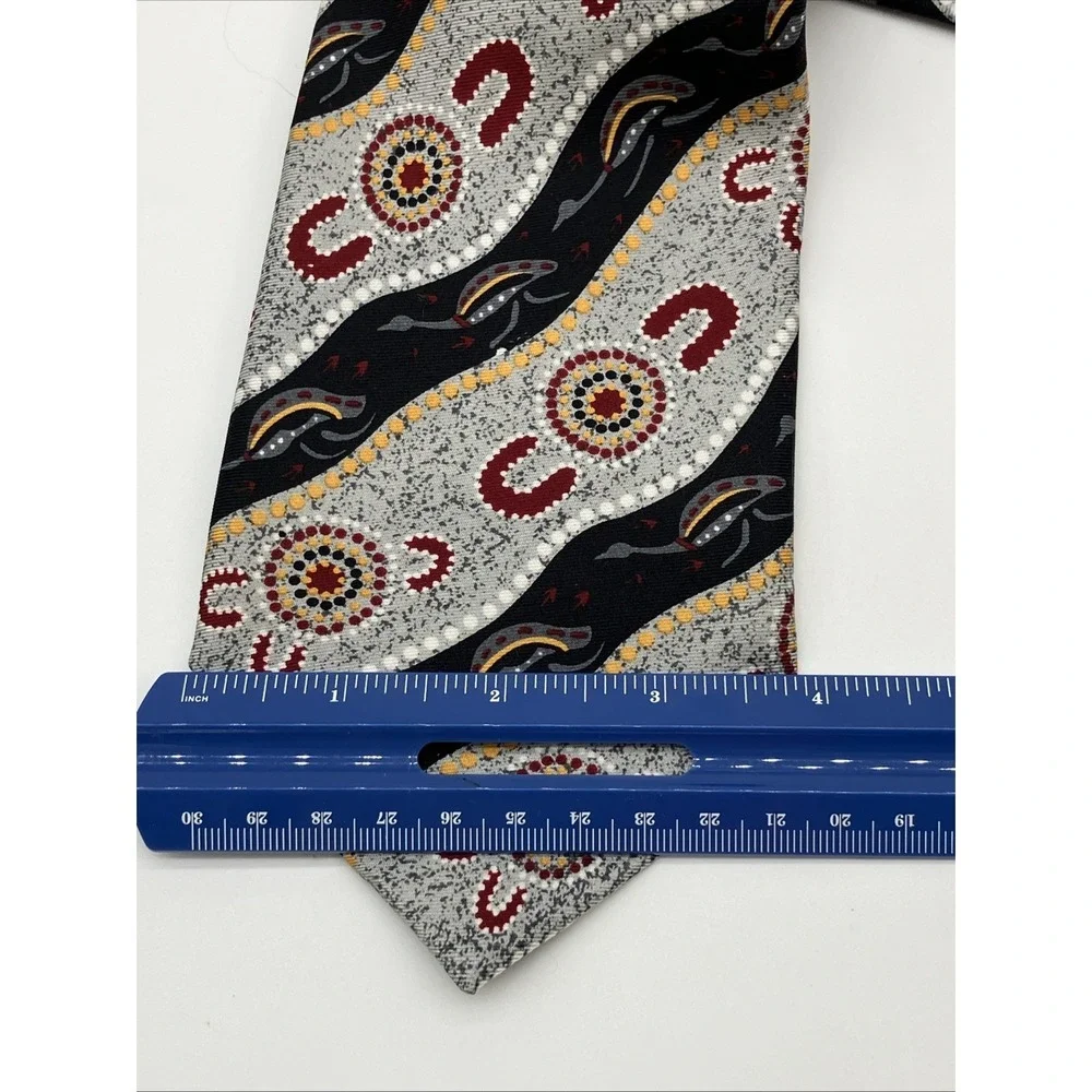 Hollygreen Australia Silk Necktie Aboriginal Dot Emu‎ Tie Artsy Outback